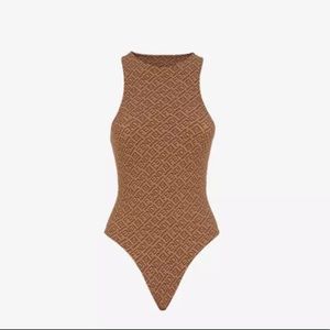 NWT Fendi X Skims Sleeveless California Brown Bodysuit size XL